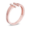 Lab-Created White Sapphire Split Bar Ring in Sterling Silver with 14K Rose Gold Plate