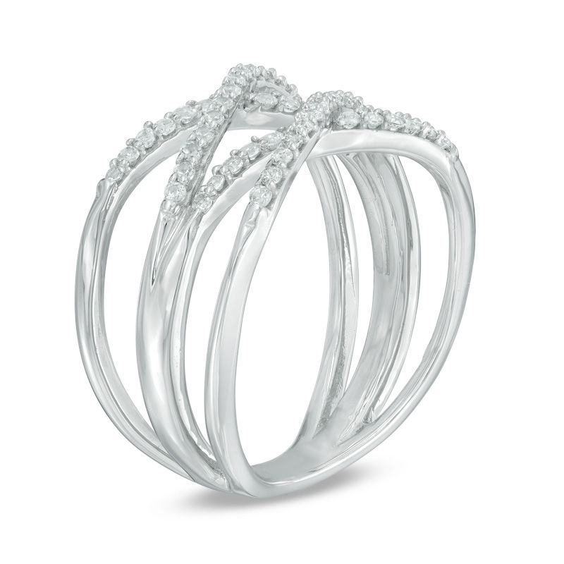 Lab-Created White Sapphire Double "X" Split Shank Ring Sterling Silver