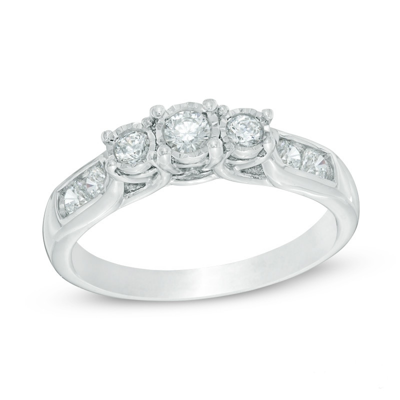 Main Image 1 of 0.45 CT. T.W. Diamond Past Present Future® Engagement Ring in 10K White Gold