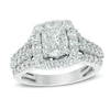 2.00 CT. T.W. Oval Composite Diamond Frame Triple Row Engagement Ring in 14K White Gold