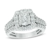 Thumbnail Image 0 of 2.00 CT. T.W. Oval Composite Diamond Frame Triple Row Engagement Ring in 14K White Gold