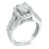 Thumbnail Image 1 of 2.00 CT. T.W. Oval Composite Diamond Frame Triple Row Engagement Ring in 14K White Gold