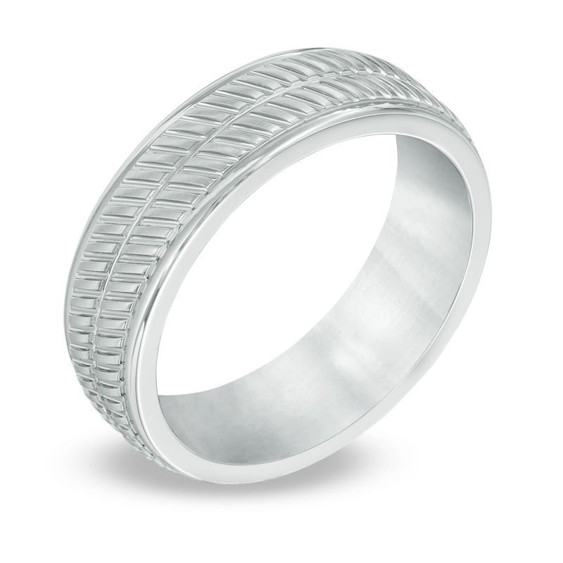 7.0mm Diagonal Tread Band in White Cobalt - Size 10