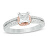 Thumbnail Image 0 of 0.80 CT. T.W. Princess-Cut Diamond Split Shank Engagement Ring in 14K Two-Tone Gold