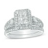 1.25 CT. T.W. Princess-Cut Composite Diamond Frame Split Shank Bridal Set in 10K White Gold