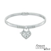 Thumbnail Image 1 of Forever Locking Love™ 0.15 CT. T.W. Diamond Heart-Shaped Padlock Charm Dangle Bangle in Sterling Silver