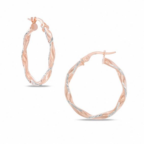 Peoples Diamond Cut Twist Hoop Earrings in 10K Rose Gold St. Vital Centre