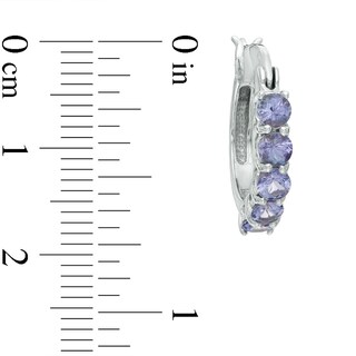 Tanzanite Five Stone Hoop Earrings in Sterling Silver