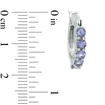 Tanzanite Five Stone Hoop Earrings in Sterling Silver