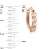 Thumbnail Image 1 of Morganite Five Stone Hoop Earrings in Sterling Silver and 14K Rose Gold Plate