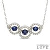 Thumbnail Image 1 of Unstoppable Love™ Lab-Created Blue and White Sapphire Circle Frame Three Stone Necklace in Sterling Silver