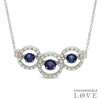 Thumbnail Image 0 of Unstoppable Love™ Lab-Created Blue and White Sapphire Circle Frame Three Stone Necklace in Sterling Silver