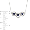 Thumbnail Image 1 of Unstoppable Love™ Lab-Created Blue and White Sapphire Circle Frame Three Stone Necklace in Sterling Silver