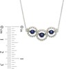 Thumbnail Image 1 of Unstoppable Love™ Lab-Created Blue and White Sapphire Circle Frame Three Stone Necklace in Sterling Silver