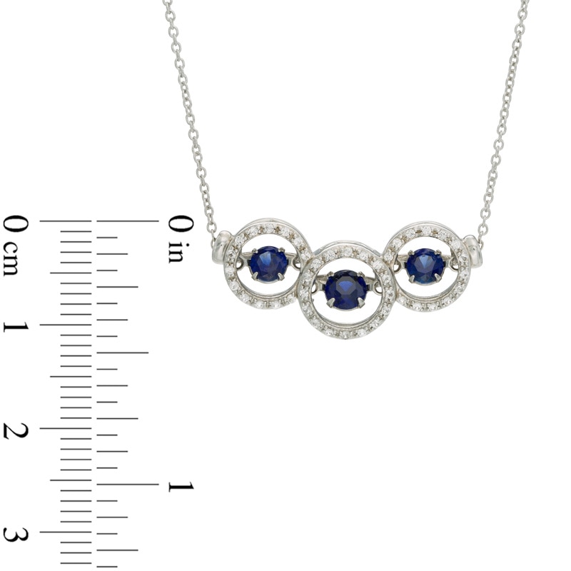 Unstoppable Love™ Lab-Created Blue and White Sapphire Circle Frame Three Stone Necklace in Sterling Silver