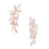 Thumbnail Image 0 of Marquise Lab-Created White Sapphire Leaf Crawler Earrings in Sterling Silver and 14K Rose Gold Plate