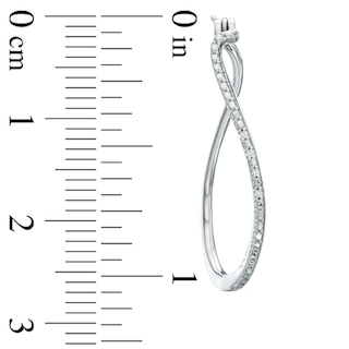 Diamond Accent Curved Hoop Earrings in Sterling Silver