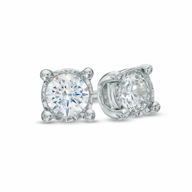 0.10 CT. T.W. Diamond Solitaire Stud Earrings in 10K White Gold|Peoples Jewellers