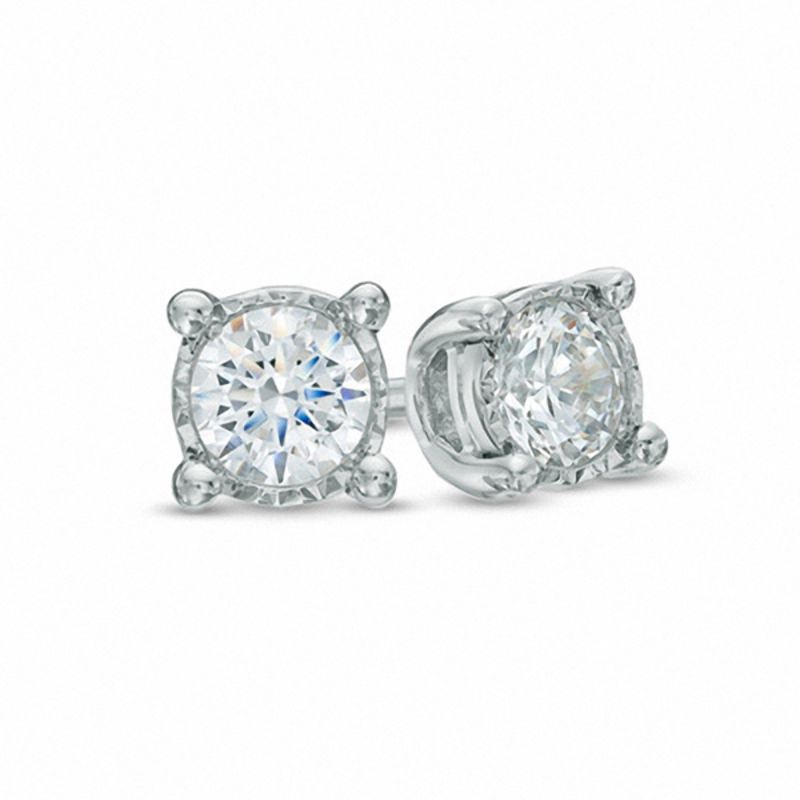 0.10 CT. T.W. Diamond Solitaire Stud Earrings in 10K White Gold