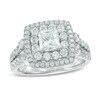 Thumbnail Image 0 of 1.75 CT. T.W. Princess-Cut Diamond Double Frame Two Row Engagement Ring in 14K White Gold