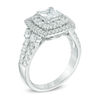 1.75 CT. T.W. Princess-Cut Diamond Double Frame Two Row Engagement Ring in 14K White Gold