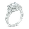 Thumbnail Image 2 of 1.75 CT. T.W. Princess-Cut Diamond Double Frame Two Row Engagement Ring in 14K White Gold