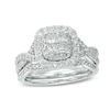 Thumbnail Image 0 of 0.95 Princess-Cut Quad Diamond Double Frame Twist Shank Bridal Set in 14K White Gold