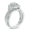 Thumbnail Image 1 of 0.95 Princess-Cut Quad Diamond Double Frame Twist Shank Bridal Set in 14K White Gold