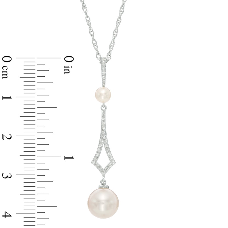 4.0 - 9.0mm Cultured Freshwater Pearl and White Topaz Drop Pendant in Sterling Silver