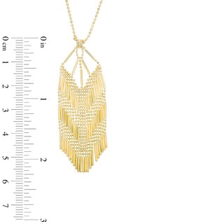 Beaded Mesh Dangle Pendant in 10K Gold - 17"