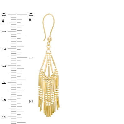 Beaded Mesh Dangle Earrings in 10K Gold