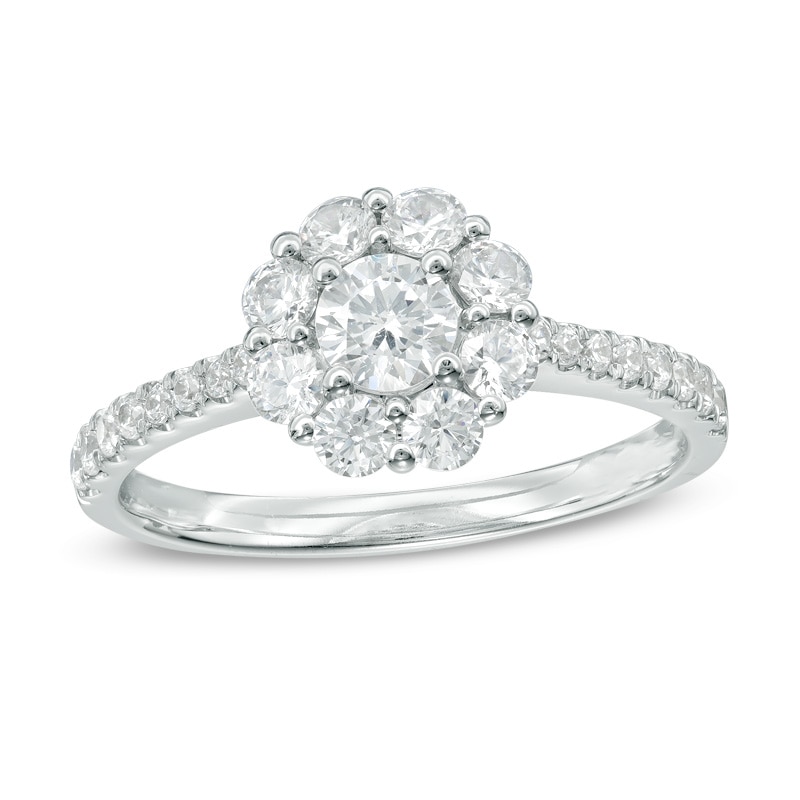 Main Image 1 of 1.00 CT. T.W. Diamond Flower Engagement Ring in 14K White Gold
