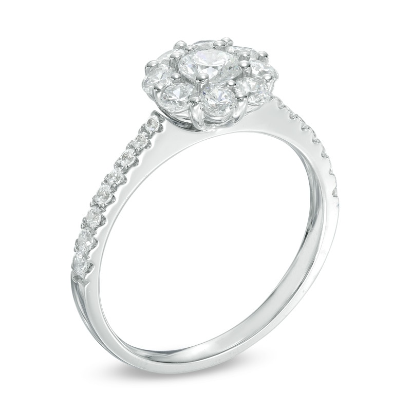 1.00 CT. T.W. Diamond Flower Engagement Ring 14K White Gold