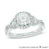 Celebration Canadian Ideal 1.50 CT. T.W. Certified Diamond Frame Twist Shank Engagement Ring in 14K White Gold (I/I1)