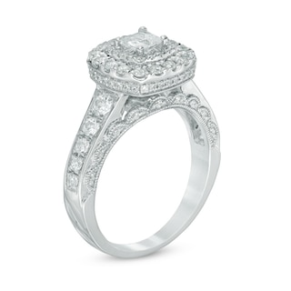 1.25 CT. T.W. Canadian Certified Princess-Cut Diamond Double Frame Engagement Ring in 14K White Gold (I/I1)