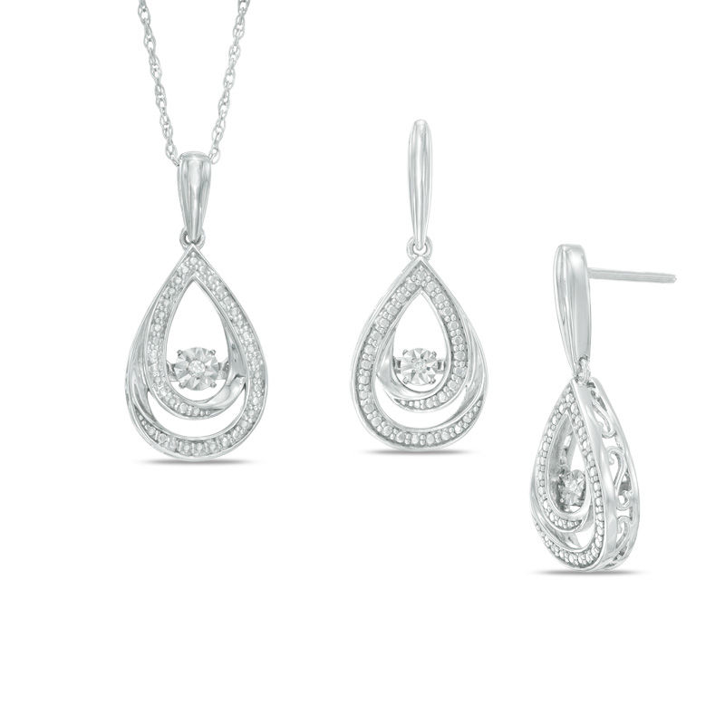 Unstoppable Loveâ¢ Diamond Accent Pear-Shaped Earrings and Pendant Set in Sterling Silver