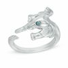 Thumbnail Image 1 of 0.04 CT. T.W. Enhanced Blue and White Diamond Elephant Ring in Sterling Silver
