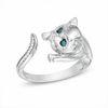 Thumbnail Image 1 of 0.06 CT. T.W. Enhanced Blue and White Diamond Cat Ring in Sterling Silver