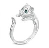 Thumbnail Image 2 of 0.06 CT. T.W. Enhanced Blue and White Diamond Cat Ring in Sterling Silver