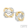 Thumbnail Image 0 of Unstoppable Love™ 3.5mm Lab-Created White Sapphire Orbit Stud Earrings in Sterling Silver and 14K Gold Plate