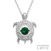 Thumbnail Image 1 of Unstoppable Love™ 5.0mm Simulated Emerald and Lab-Created White Sapphire Turtle Pendant in Sterling Silver
