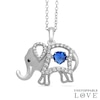 Thumbnail Image 1 of Unstoppable Love™ Heart-Shaped Lab-Created Blue Spinel and White Sapphire Elephant Pendant in Sterling Silver