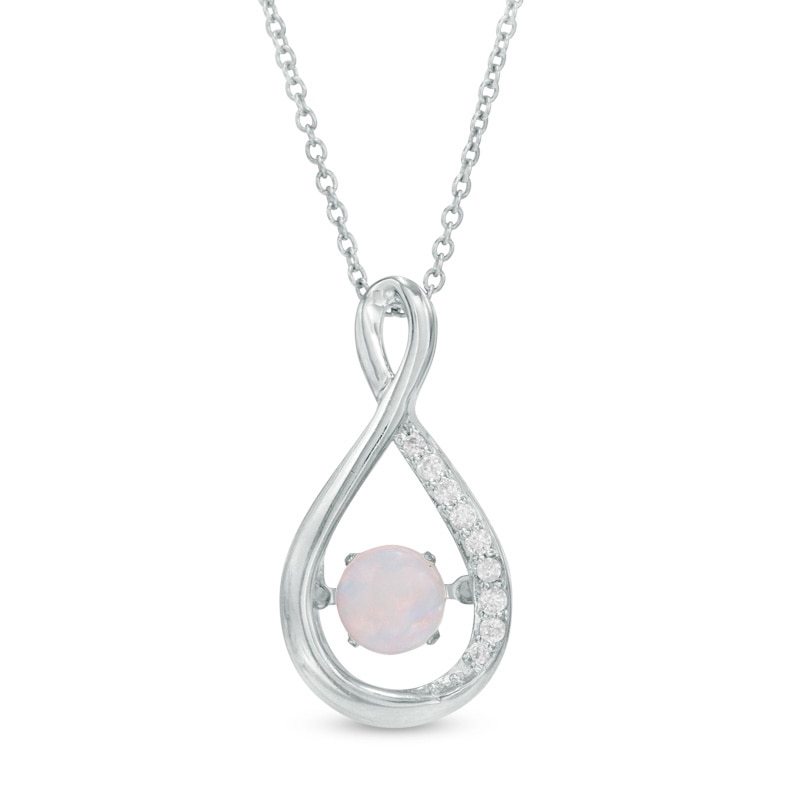 Unstoppable Love™ 4.5mm Lab-Created Opal and White Sapphire Infinity Loop Pendant in Sterling Silver|Peoples Jewellers