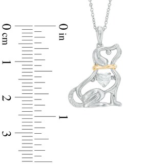 Unstoppable Love™ 4.0mm Heart-Shaped Lab-Created White Sapphire Dog Pendant in Sterling Silver and 14K Gold Plate