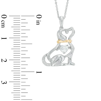 Unstoppable Love™ 4.0mm Heart-Shaped Lab-Created White Sapphire Dog Pendant in Sterling Silver and 14K Gold Plate