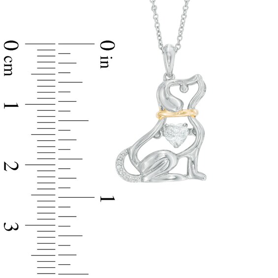 Unstoppable Love™ 4.0mm Heart-Shaped Lab-Created White Sapphire Dog Pendant in Sterling Silver and 14K Gold Plate