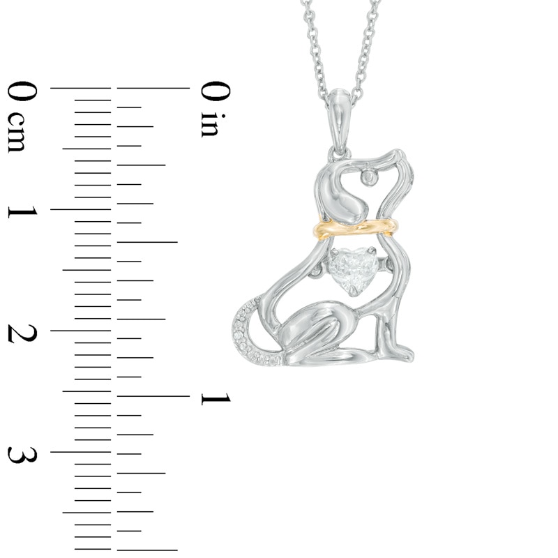 Unstoppable Love™ 4.0mm Heart-Shaped Lab-Created White Sapphire Dog Pendant in Sterling Silver and 14K Gold Plate
