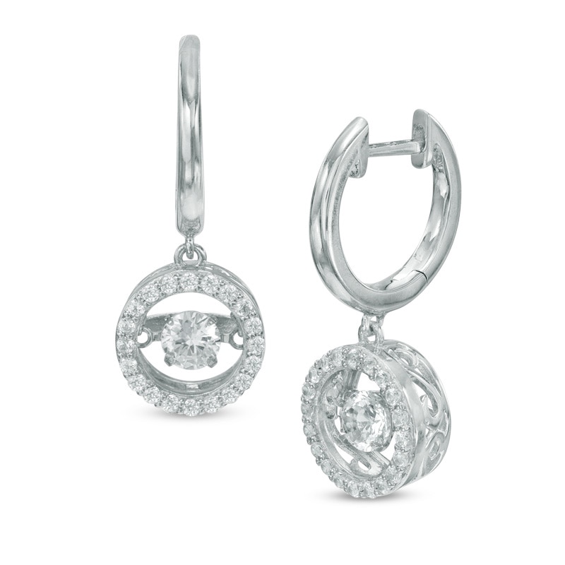 Unstoppable Love™ 4.0mm Lab-Created White Sapphire Circle Frame Drop Earrings in Sterling Silver