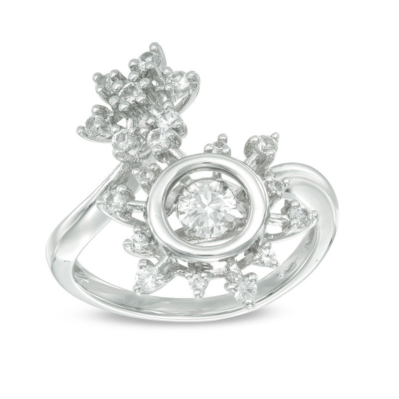 Unstoppable Loveâ¢ 4.0mm Lab-Created White Sapphire Snowflake Bypass Ring in Sterling Silver
