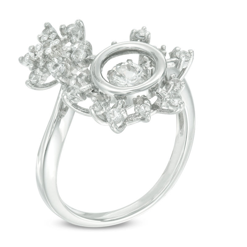 Unstoppable Love™ 4.0mm Lab-Created White Sapphire Snowflake Bypass Ring in Sterling Silver